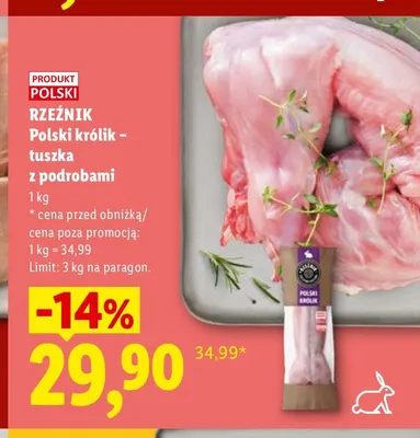 Polski królik tuszka z podrobami Rzeźnik promocja w Lidl