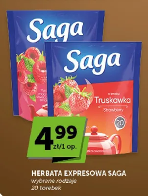 Herbata ekspresowa Saga o smaku truskawkowym promocja w Groszek