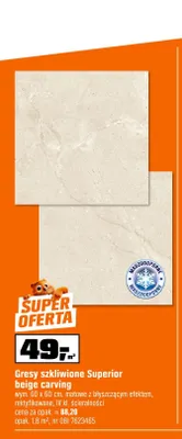 Gres szkliwiony Superior beige carving promocja w OBI