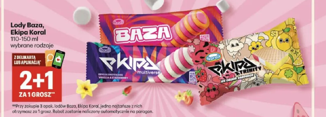 Lody Ekipa Multiverse Koral promocja w Delikatesy Centrum
