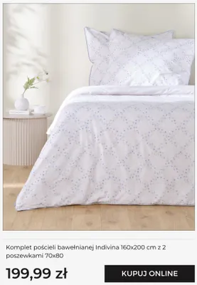 Komplet pościeli bawełnianej Indivina home&you 160x200 cm z 2 poszewkami 70x80 promocja w home&you