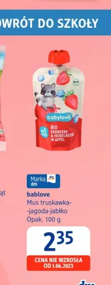 Mus truskawka-jagoda-jabłko babylove promocja w Drogerie DM