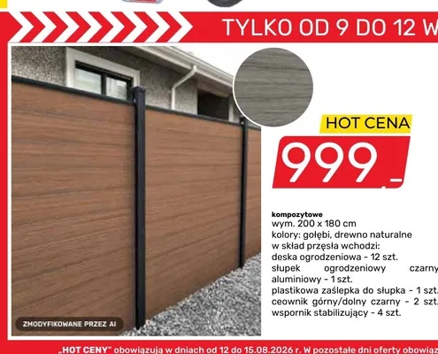 Przęsło ogrodzeniowe kompozytowe 200x180 cm promocja w Bricomarche