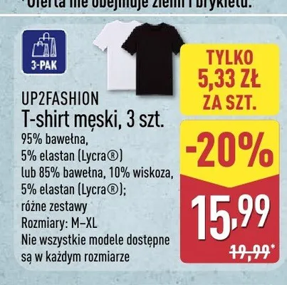 T-shirt męski UP2FASHION 3-pak promocja w Aldi