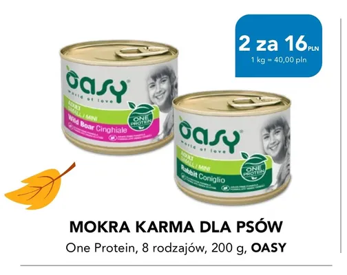 Mokra karma dla psów One Protein Oasy promocja w Aquael zoo