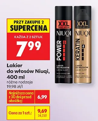 Lakier do włosów Niuqi Power lub Keratin 400 ml promocja w Biedronka