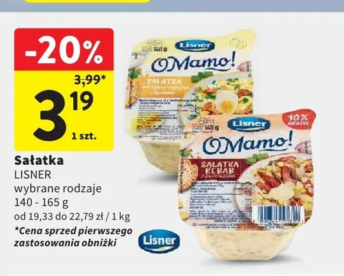 Sałatka jajeczna ze szczypiorkiem O Mamo! Lisner promocja w Intermarche