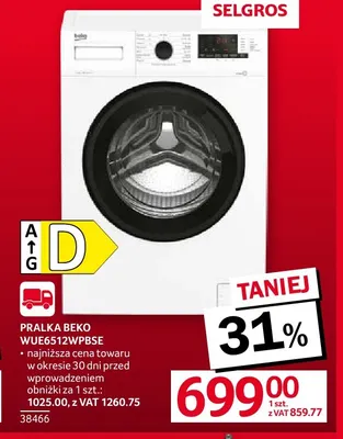 Pralka Beko WUE6512WPBSE promocja w Selgros
