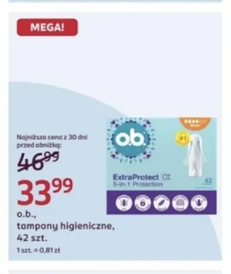 Tampony higieniczne o.b. promocja w Rossmann