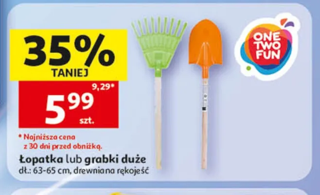 Łopatka duża dł.: 63-65cm drewniana rękojeść ONE TWO FUN promocja w Auchan