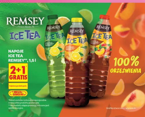 Napój Ice Tea Remsey z ekstraktem z czarnej herbaty cytryna promocja w Biedronka