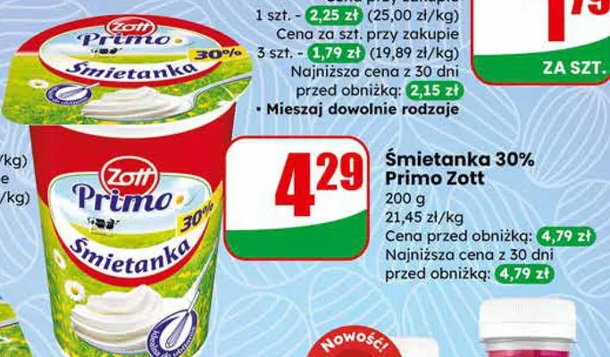 Śmietanka 30% promocja w Dino