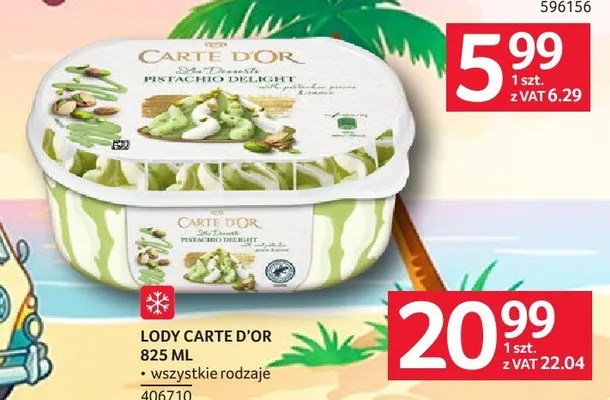 Lody Carte D'Or Pistachio Delight 825 ml promocja w Selgros