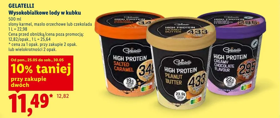 Wysokobiałkowe lody w kubku Gelatelli promocja w Lidl