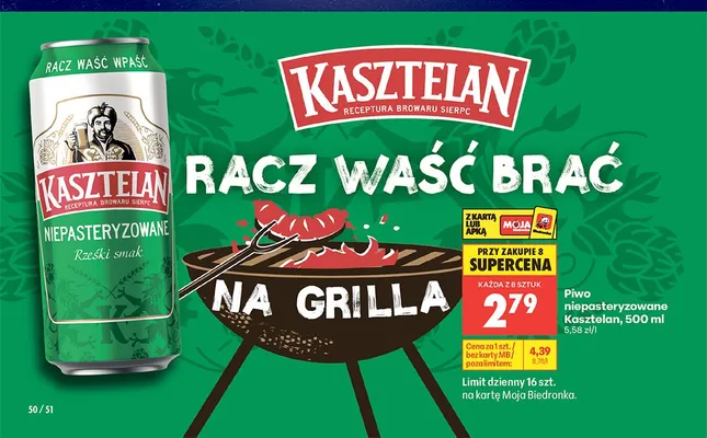 Piwo niepasteryzowane Kasztelan promocja w Biedronka