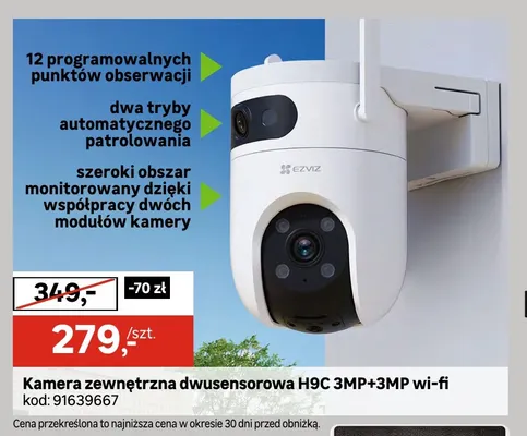 Kamera zewnętrzna dwusensorowa H9C 3MP+3MP wi-fi Ezviz promocja w Leroy Merlin