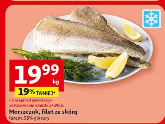 Morszczuk, filet ze skórą luzem, 25% glazury promocja w Auchan