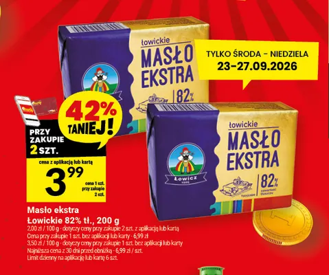Masło ekstra Łowickie 82% promocja w Twój Market
