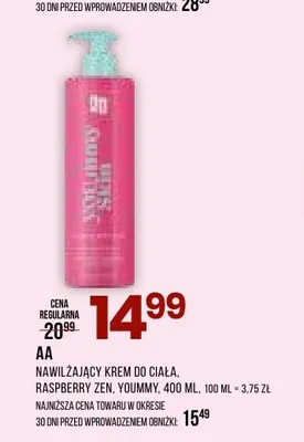 Nawilżający krem do ciała Raspberry Zen Yoummy AA promocja w Drogerie Natura