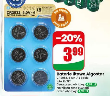Baterie litowe Aigostar CR2032 promocja w Dino