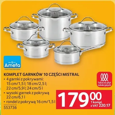 Komplet garnków 10 części Mistral promocja w Selgros