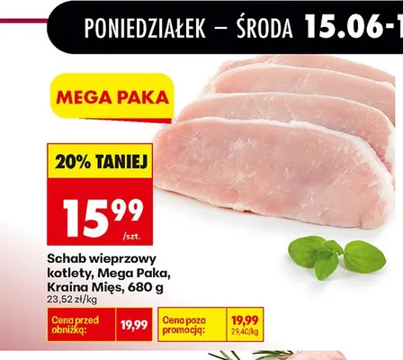 Schab wieprzowy kotlety Kraina Mięs Mega Paka promocja w Biedronka