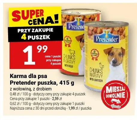 Karma dla psa Pretender puszka z wołowiną promocja w Twój Market