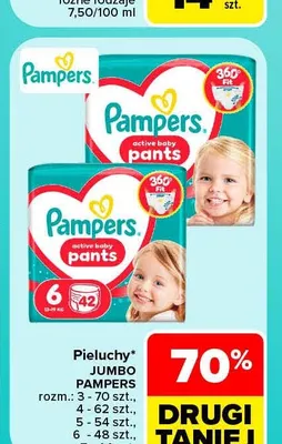 Pieluchy Jumbo rozm. 5 Pampers promocja w Carrefour