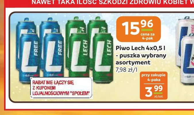 Piwo Lech Premium 4-pak promocja w Społem Częstochowa