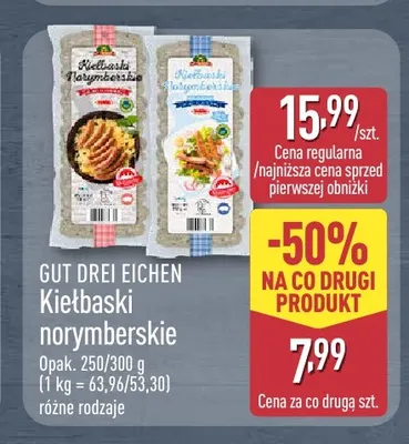 Kiełbaski norymberskie Gut Drei Eichen promocja w Aldi