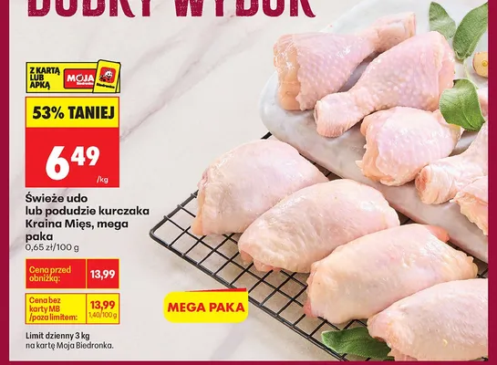 Świeże podudzie kurczaka Kraina Mięs mega paka promocja w Biedronka