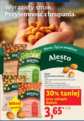 Orzeszki ziemne w skorupce o smaku zielonej cebulki Alesto promocja w Lidl