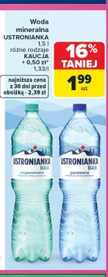 Woda mineralna Ustronianka Biała Gazowana promocja w Carrefour
