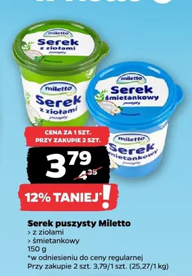Serek puszysty z ziołami Miletto promocja w Netto