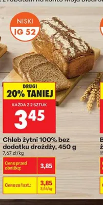 Chleb żytni 100% bez dodatku drożdży promocja w Biedronka