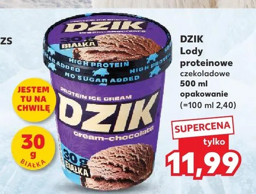 Lody proteinowe czekoladowe Dzik promocja w Kaufland