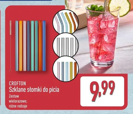 Szklane słomki do picia Crofton promocja w Aldi