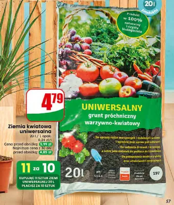 Ziemia kwiatowa uniwersalna grunt próchniczny warzywno-kwiatowy promocja w Dino