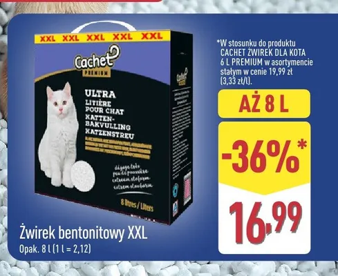 Żwirek bentonitowy Cachet Premium XXL promocja w Aldi