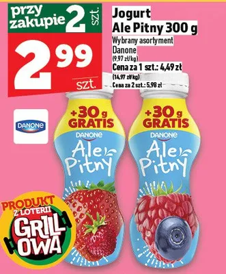 Jogurt pitny Ale Pitny truskawkowy Danone promocja w TOPAZ