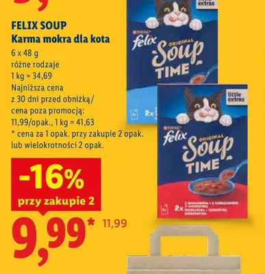 Karma mokra dla kota Felix Soup 6-pak promocja w Lidl