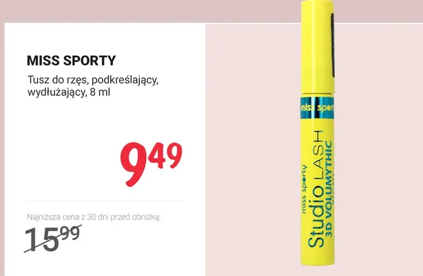 Tusz do rzęs, podkreślający, wydłużający, 8ml promocja w Rossmann