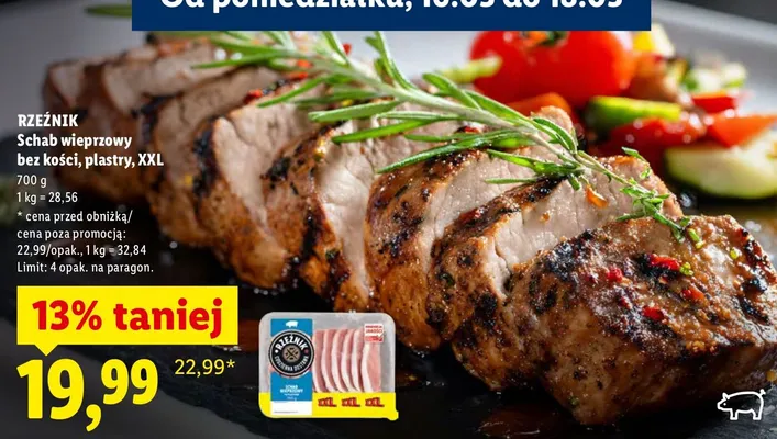 Schab wieprzowy bez kości, plastry, XXL promocja w Lidl