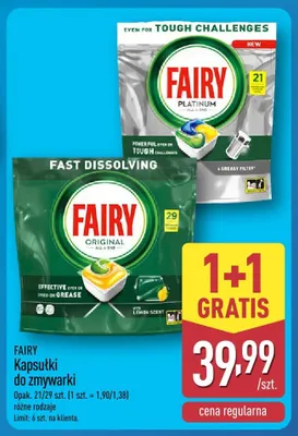 Kapsułki do zmywarki Fairy Original promocja w Aldi