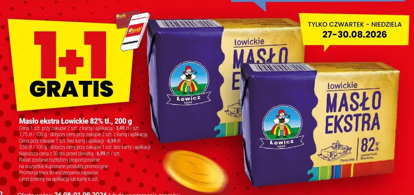 Masło ekstra Łowickie 82% promocja w Twój Market