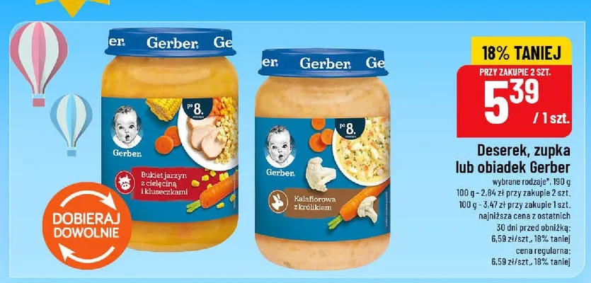Obiadek Gerber Bukiet jarzyn z cielęciną i kluseczkami promocja w POLOmarket