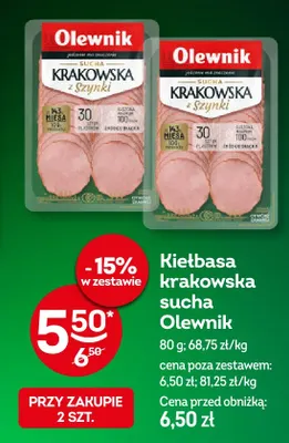 Kiełbasa krakowska sucha Olewnik promocja w Żabka