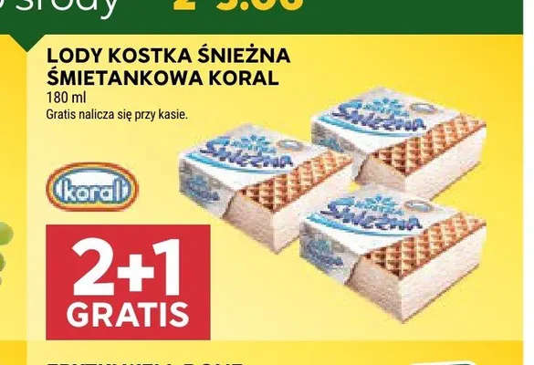Lody Kostka Śnieżna Śmietankowa Koral promocja w Stokrotka