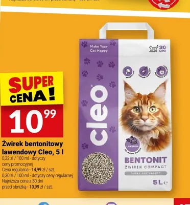 Żwirek bentonitowy lawendowy Cleo promocja w Twój Market