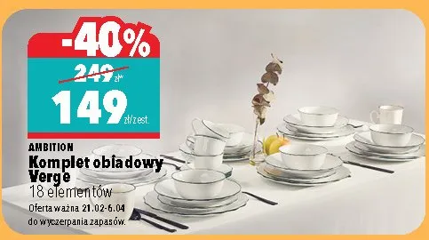 Komplet obiadowy Verge promocja w Biedronka Home